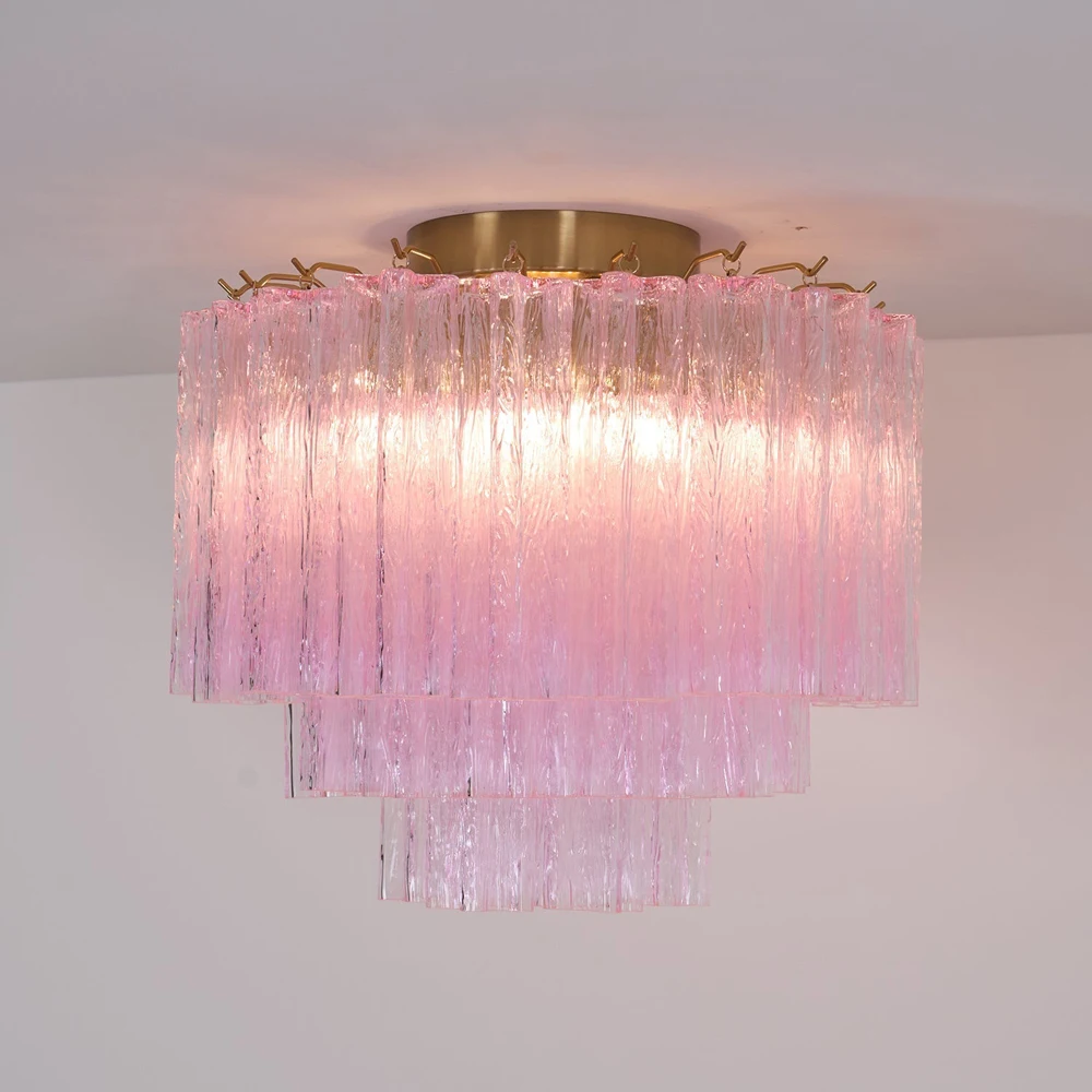 Rosa oceano arte de vidro 2-7 camada regulável led lâmpada do teto lustre pendurado lâmpadas lustre lamparas de techo para sala estar