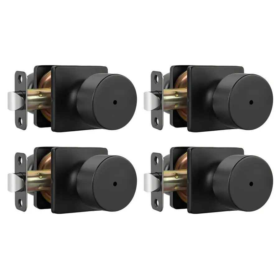 

Matte Black Door Knobs Interior, Privacy Bedroom Door Knob with Lock, Black Interior Door Knobs Bathroom 4 Pack