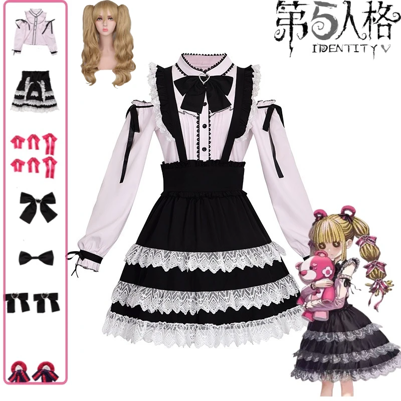 

Identity V Little Cosplay Girl Costume TGS25 Black White Lace Lolita Dress Full Set with Wig Accessories Game Role Play Outfit