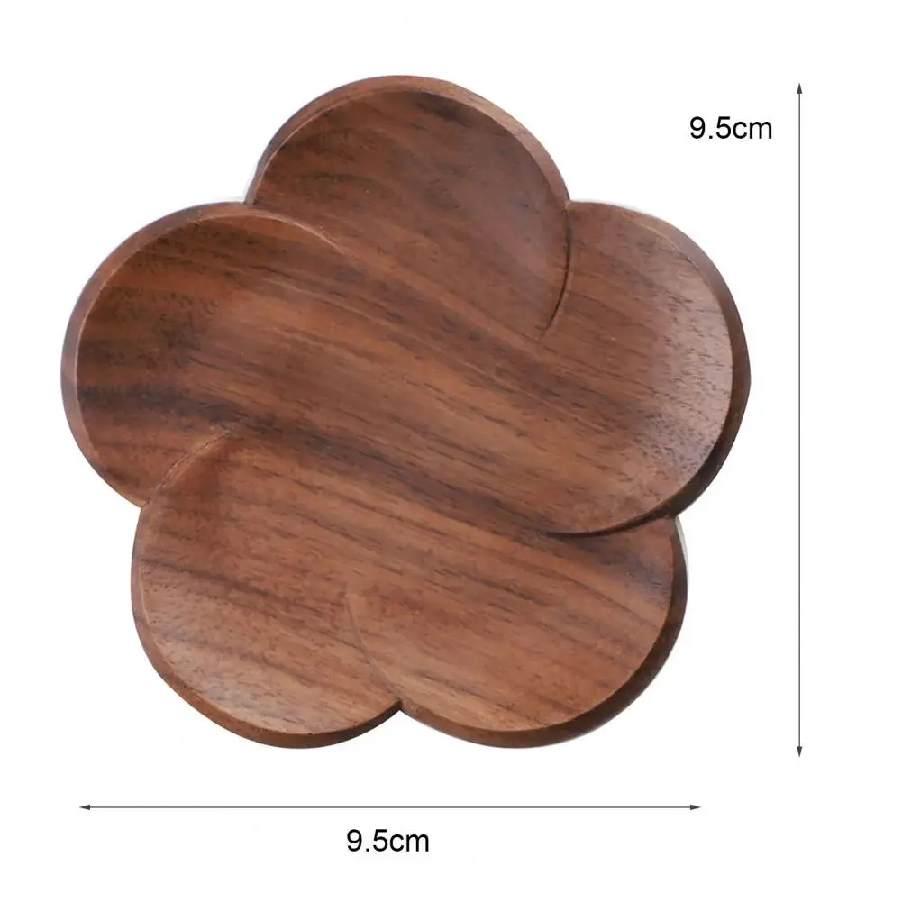 Decoration Thermal Insulation Kitchen Accessories Placemat Wood Walnut Petaloid Coaster Scratch-proof Black Wooden Coffee Table