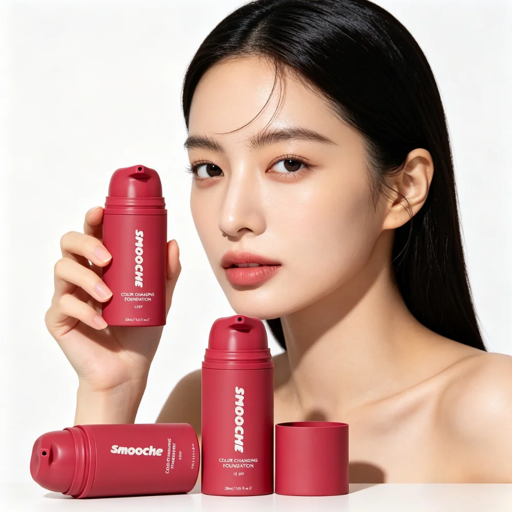 Base de maquillaje líquida hidratante que cambia de color, se adapta automáticamente al tono de la piel, oculta las imperfecciones y crea un maquillaje diario refinado