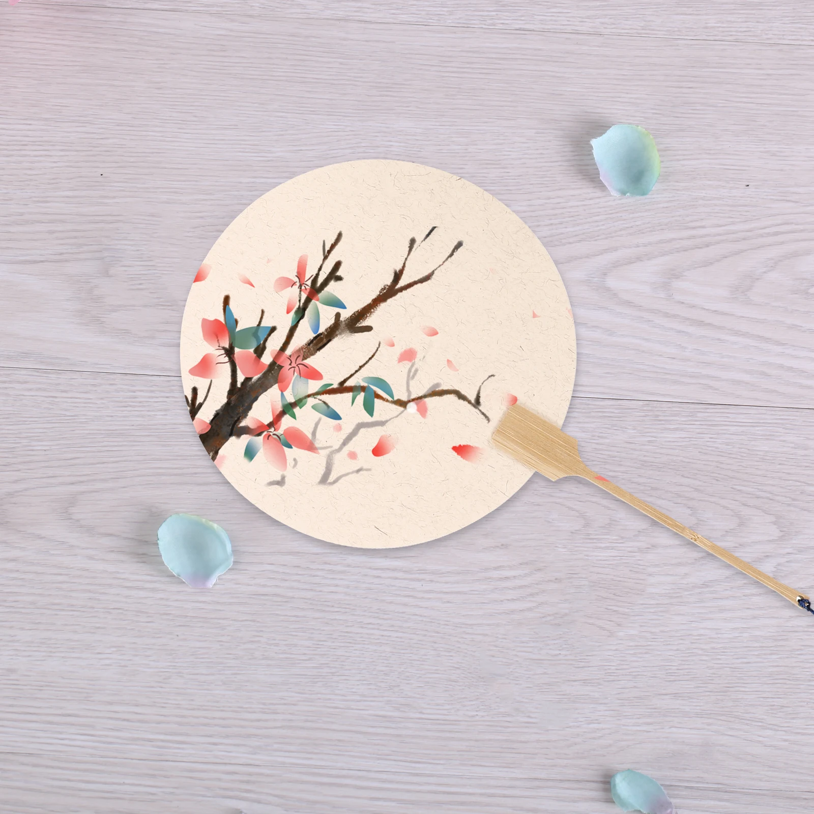 

5 Pcs 21cm Round Blank Paper Fans Kids Graffiti Painting Double Sided Traditional Handheld Hemp Wedding