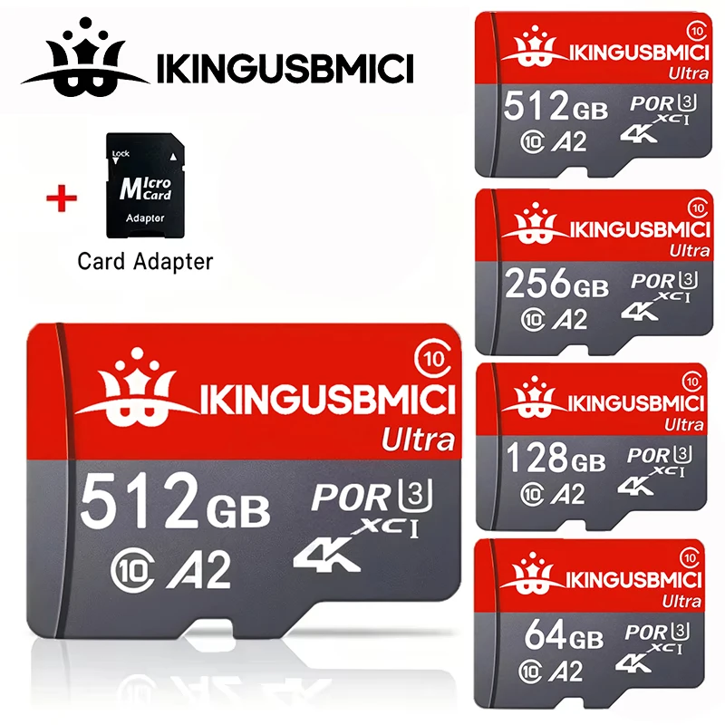 Versatile Micro TF SD Card SD Cards TF Cards Memory Card 256GB 128GB 512GB Waterproof V10 Temperature Proof for PC Mac Tablet