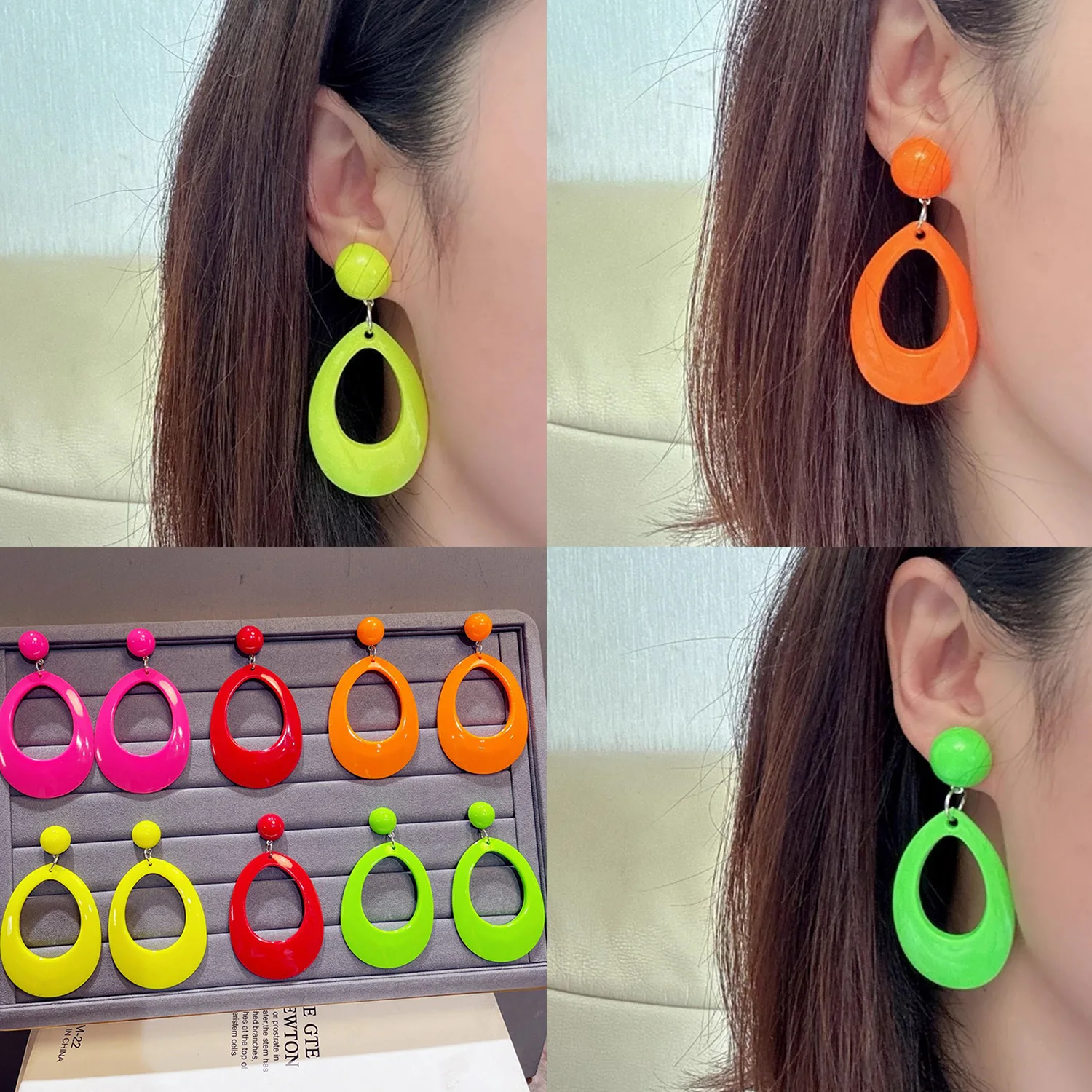Korean Simple Big O-Shaped Earrings For Women Colorful Geometric Exaggerated Earring Trendy Earrings Jewelry