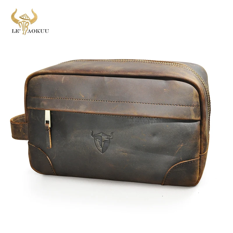 

2024 Vintage Crazy Horse Leather Handmade Travel Make Up Washroom Toiletry Bag for Women Men - Dopp Kit - Shaving Kit 775