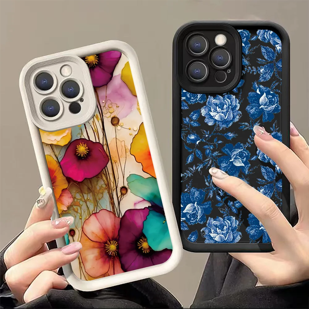 Beautiful Retro Flower Pattern Case For Samsung Galaxy S25 S24 S23 S22 S21 Ultra Plus FE A25 A36 A35 A34 A33 A55 A54 A52S Cover