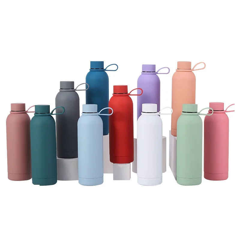 Stainless Steel Simplicity Small Mouth Bottle Outdoor Sports Car Portable Thermos Cup Lifting Ring Water Bottle