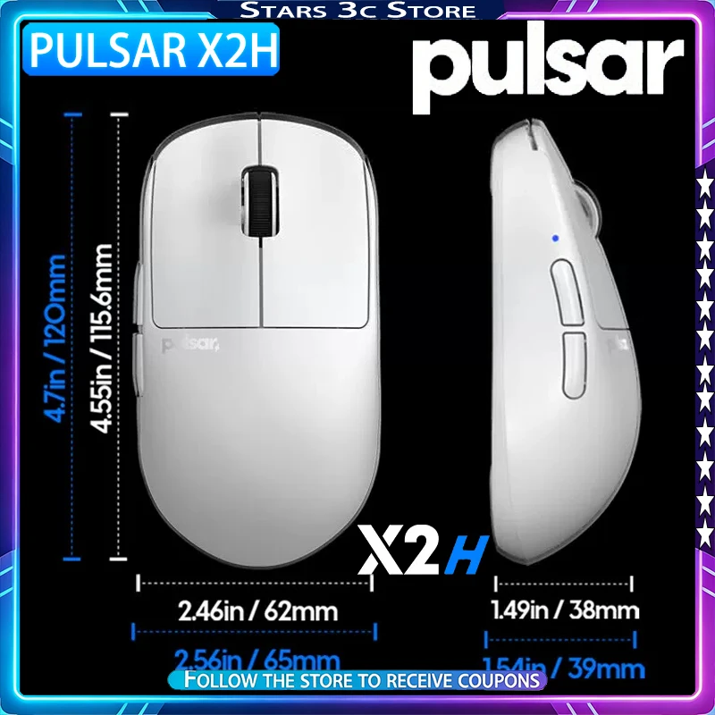 Pulsar X2H Mini Mouse 3395 Sensor Pulsar Blue Encoder Symmetrical Design Lightweight Office Gaming Mouse Computer Accessory