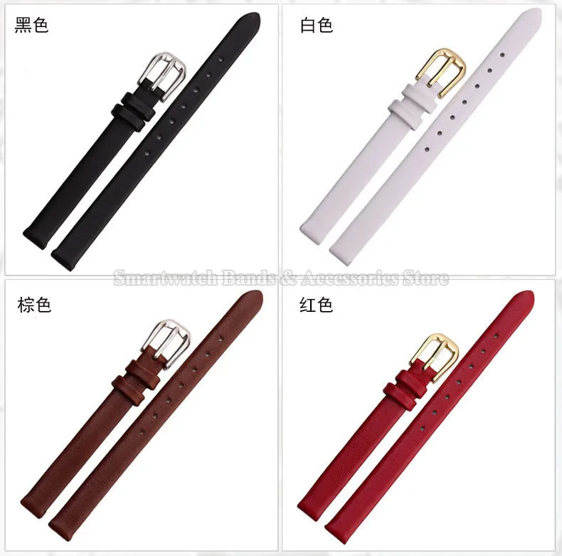 Leather Watch Strap 6mm 8mm 10mm 12mm 13mm 14mm 16mm 17mm for Men Women Universal Soft Wrist Band Ultra Thin Bracelet Pin Clasp