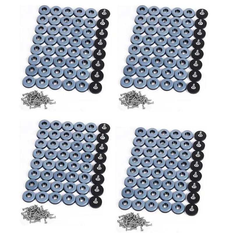A04G-192Pcs Furniture Gliders PTFE Easy Moving Sliders With Screw Floor Protector For Tiled Hardwood Floors(25Mm Round)