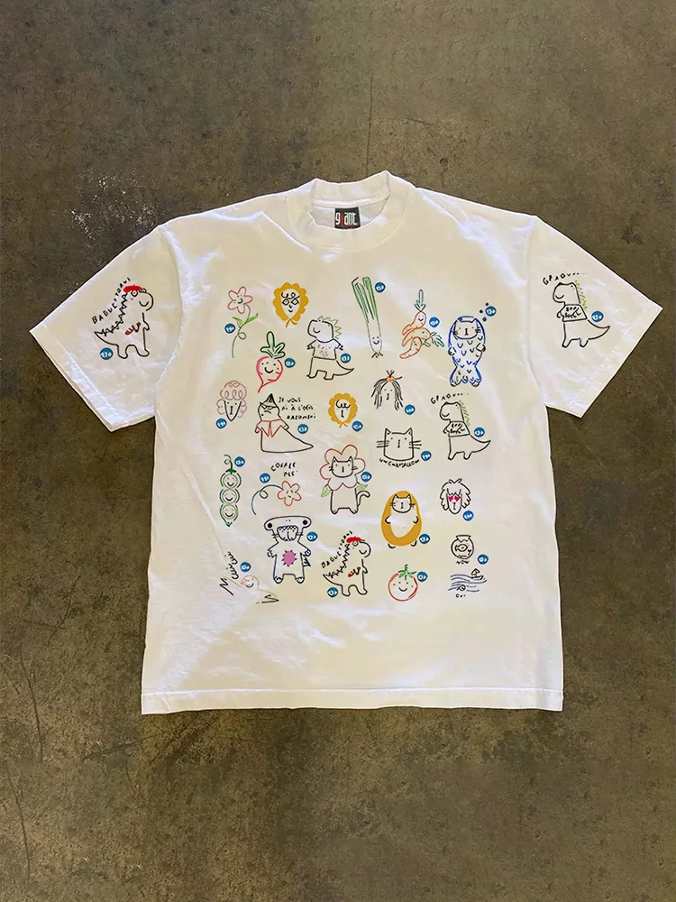 Loose Fit Cotton Short Sleeve T-Shirt Unisex Casual Comfortable Breathable Pure Cotton Double Thread T-Shirt for Summer