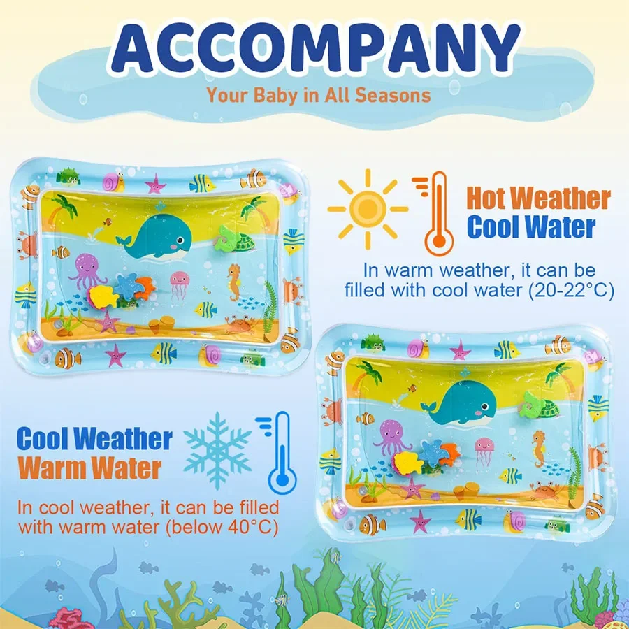Baby Inflatable Water Play Mat – Tummy Time Toddler Activity Pad, Early Development Sensory Toy for Infants view 3