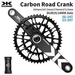 KORE Road Bicycle Crankset Carbon Fiber 165/170/172.5mm Length Crank Single/Double Chainring Use for DUB 29mm Axle Chainring