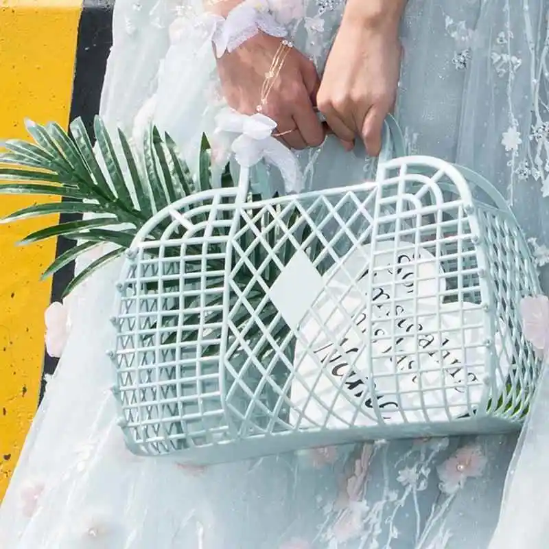 Bathroom Plastic Storage Basket Handheld Shower Basket Hollow out Design Wash Basket Bath Basket Organizer Toilet Paper Holder
