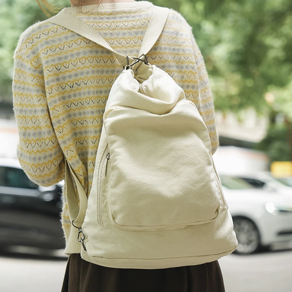 حقيبة كتف ذات سعة كبيرة متعددة الأقسام من قماش ريترو للجنسين، حقيبة كروس متعددة الوظائف على طراز الكلية #4