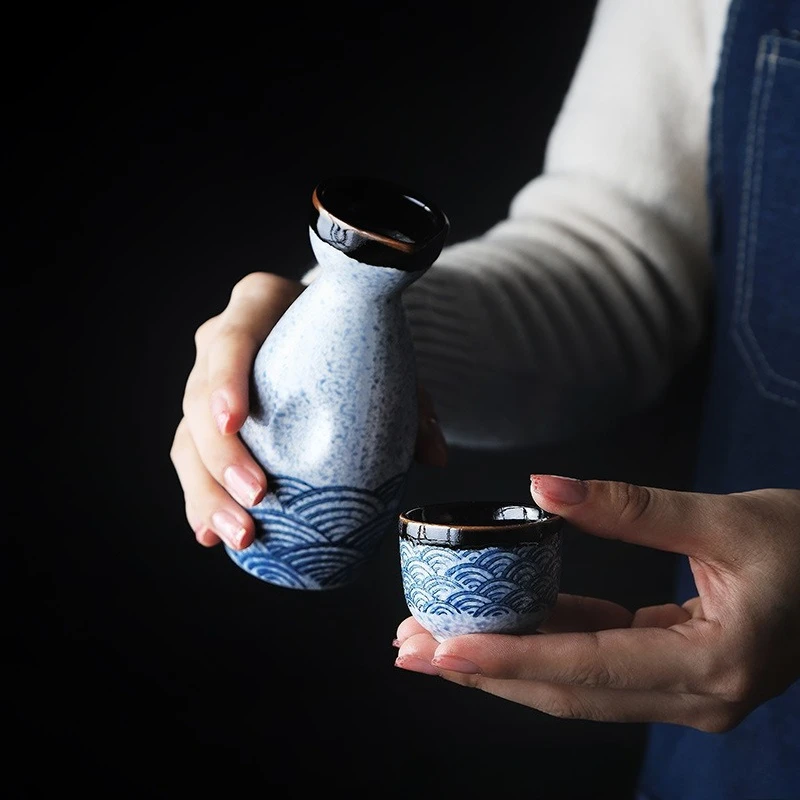 

Japanese Sake Jug Wine Cup Ceramic Sake Sets Home Chinese Baijiu Wine Warmer Dispensing Tool House Warming Gifts