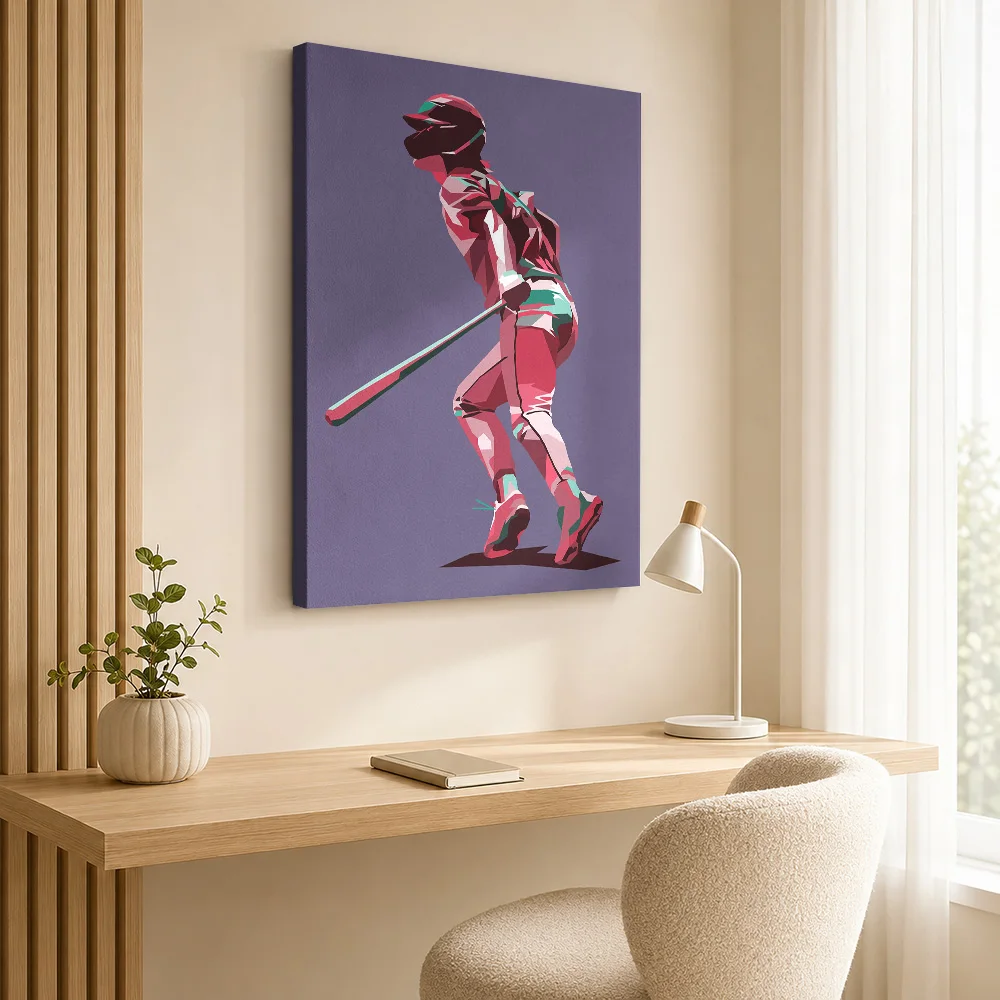 Baseball Pop Art Framed Canvas Print Poster Personalized Photo Sports Portrait Wall Art for Man Cave Decor Gift for Collectors