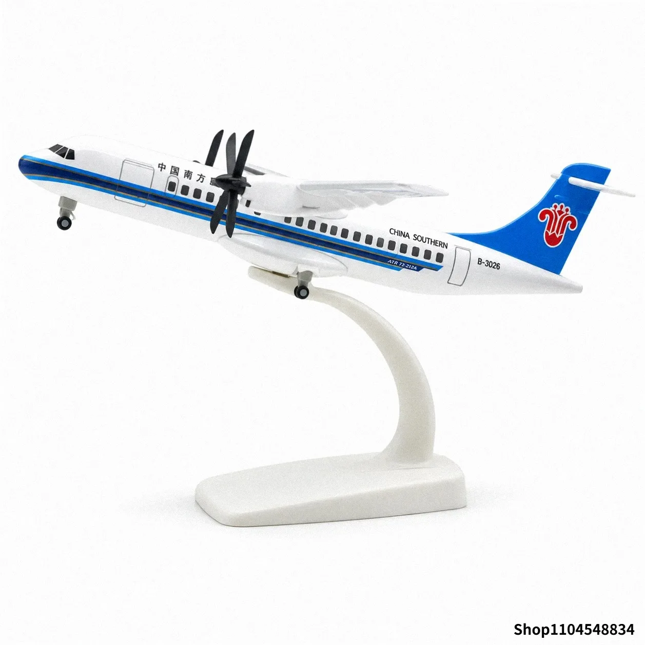 20cm ATR China Southern Airlines Diecast Metal Airplane Model Twin-Propeller Regional Plane with Display Stand Removable Landing