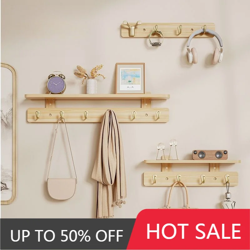 Wall Mounted Coat Racks Entrance Hall Hangers Hallway Dress Bag Jackets Hanger Wooden Shelf Storage Interior Clothing Organizer