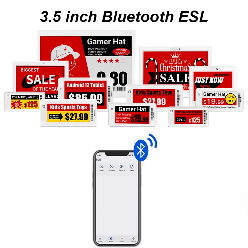 Etichetta elettronica per scaffale Bluetooth da 3,5 pollici Etichetta prezzo intelligente digitale BT Display in carta elettronica per generi alimentari del supermercato di fabbrica