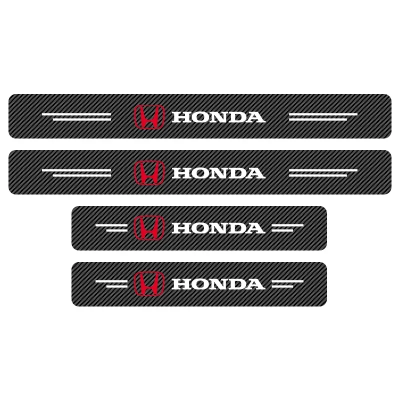 4pcs Carbon Fiber Car Sticker Auto Door Threshold Scratch Waterproof For Honda Civic Fit Jazz Accord Pilot Passport CRV BRV HRV