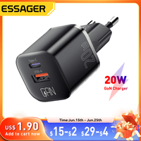 Essager 20W GaN USB Type C Charger PD Fast Charge Phone QC 3.0 Quick Chargers For iPhone 14 13 12 11 Pro Max Mini iPad Charging