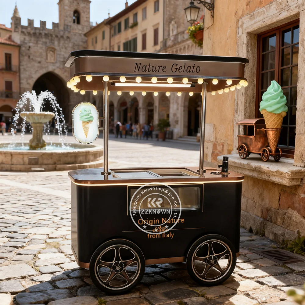 

Ice Cream Food Cart Mobile Street Food Cart Gelato Display Freezer Ice Cream Display Case Mobile Food Cart Design
