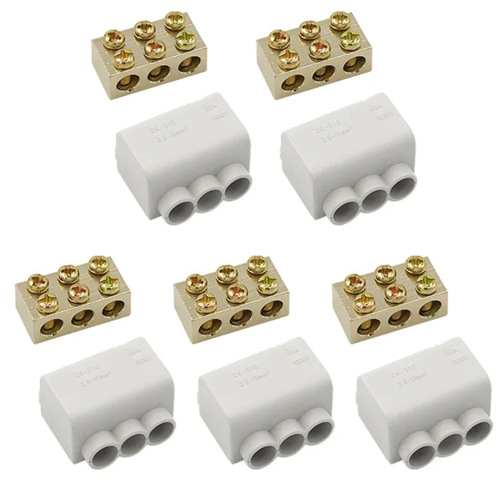 Brass T Shaped Splitter Quick Connector 80A 1000V for Electrical Power Management Terminal Block for Multiple Devices