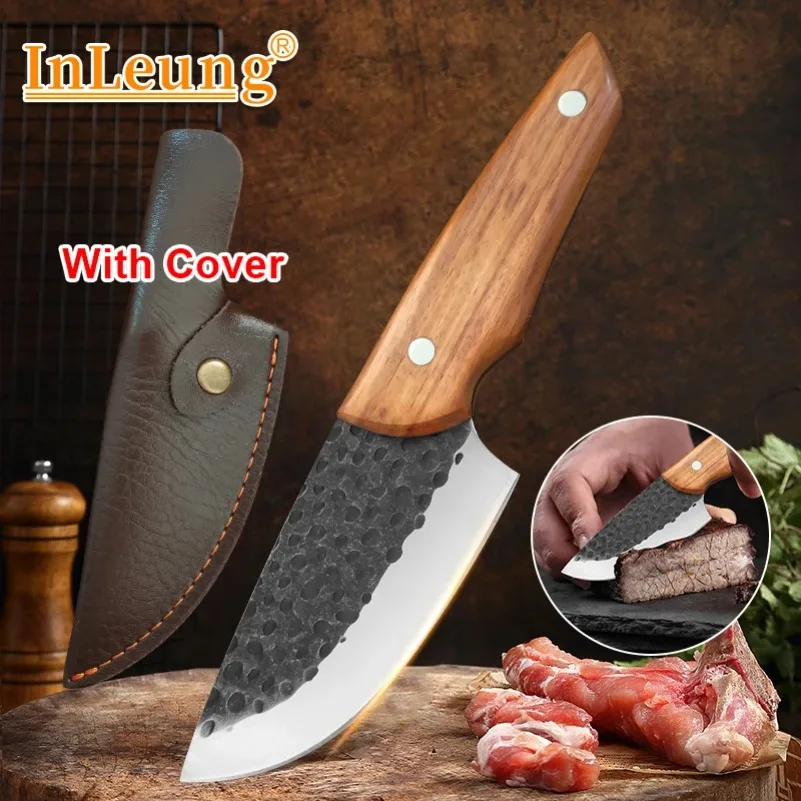 Stainless Steel Boning Kitchen Knife Meat Cleaver BBQ Knife Sharp Chef Meat Fish Cutting Cooking Cutter Forged Butcher Knife