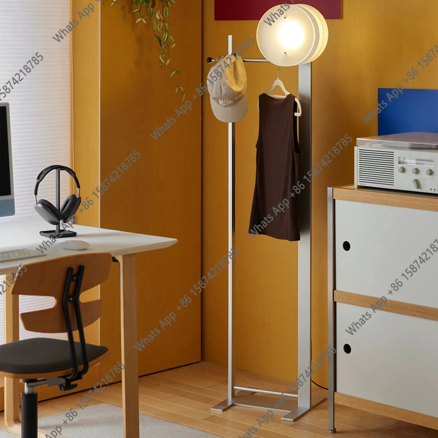 Bauhaus designer minimalist floor lamp stainless steel industrial style coat rack living room bedside ambient light