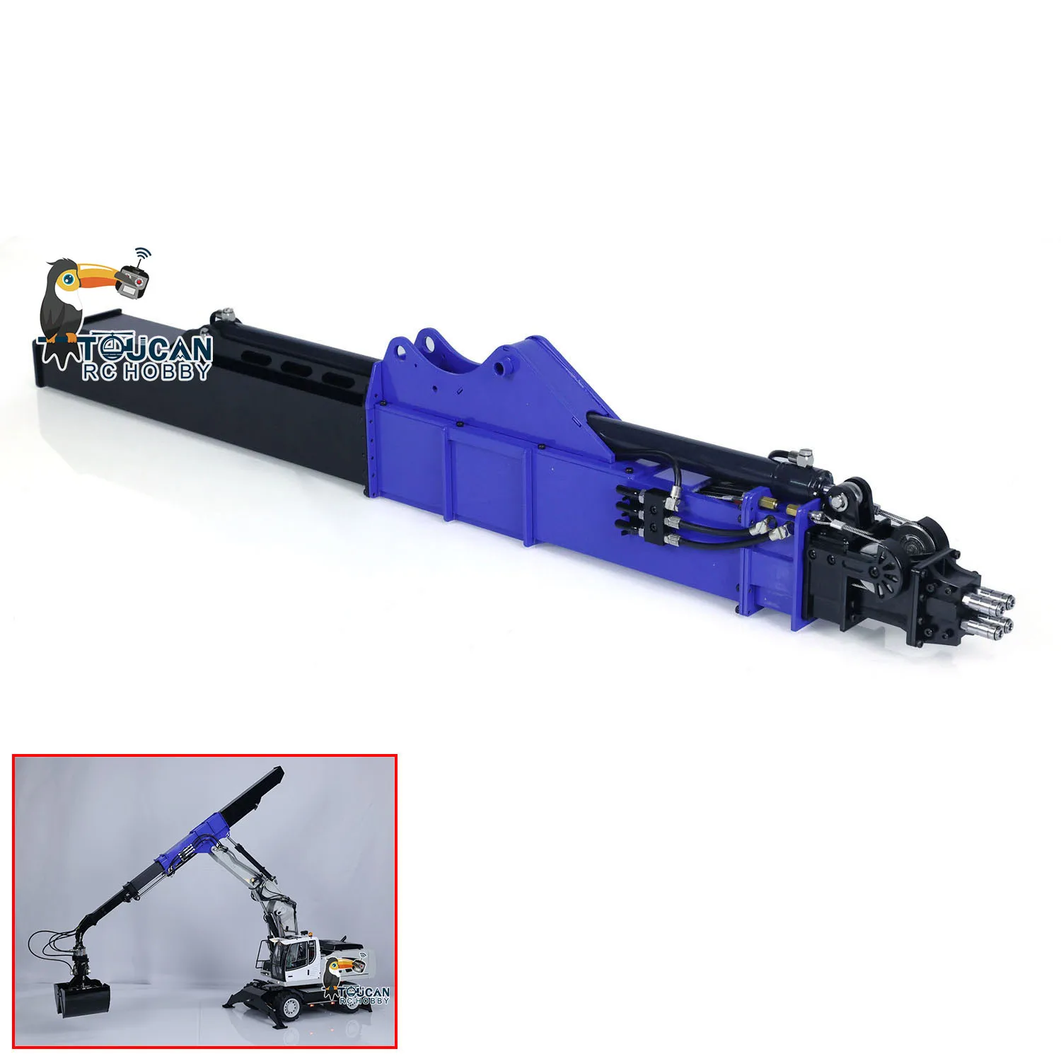 RC Excavator Metal Telescopic Arm Painted Model Suitable for 1/14 MTM 946 EC380 Digger Upgraded Accessory Telescope Boom TH22922