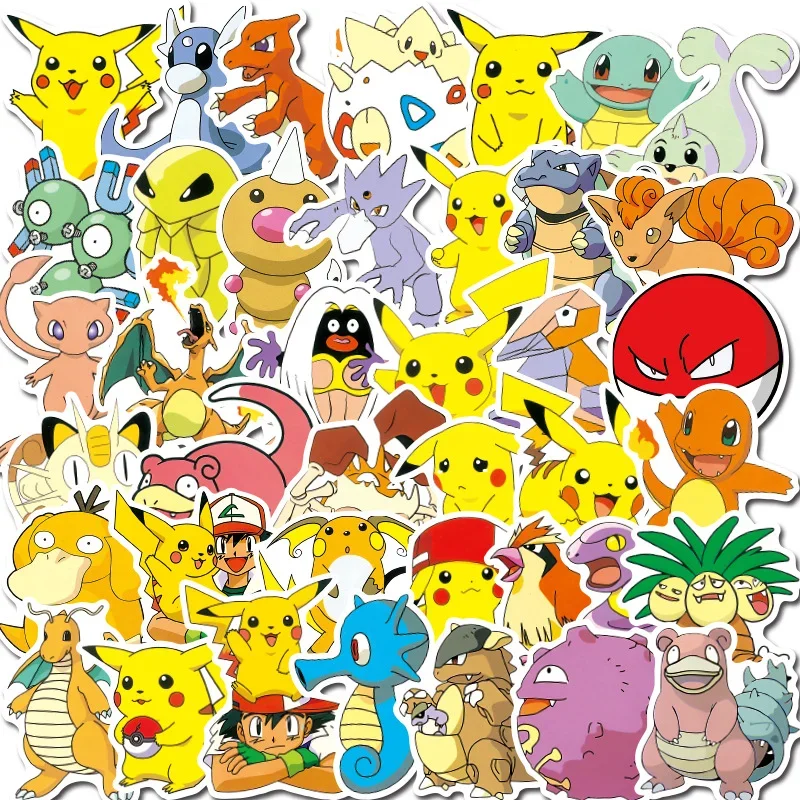 Paquete de pegatinas de Pokémon para niños, 50/100 piezas, pegatinas de Anime para portátil, Maleta divertida, impermeable