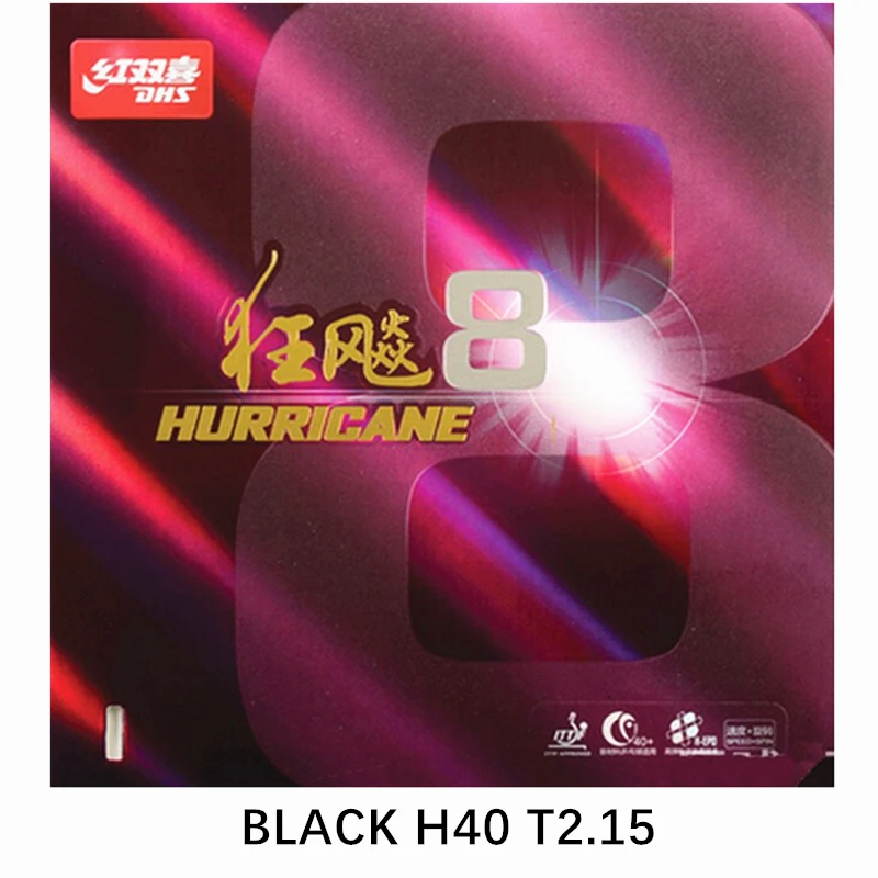 DHS Hurricane 8 Tafeltennisrubber DHS Hurricane-8 / H8 Pips-In Ping Pong Spons Hoge Kleefkracht-Snelheid Tafeltennisrubber