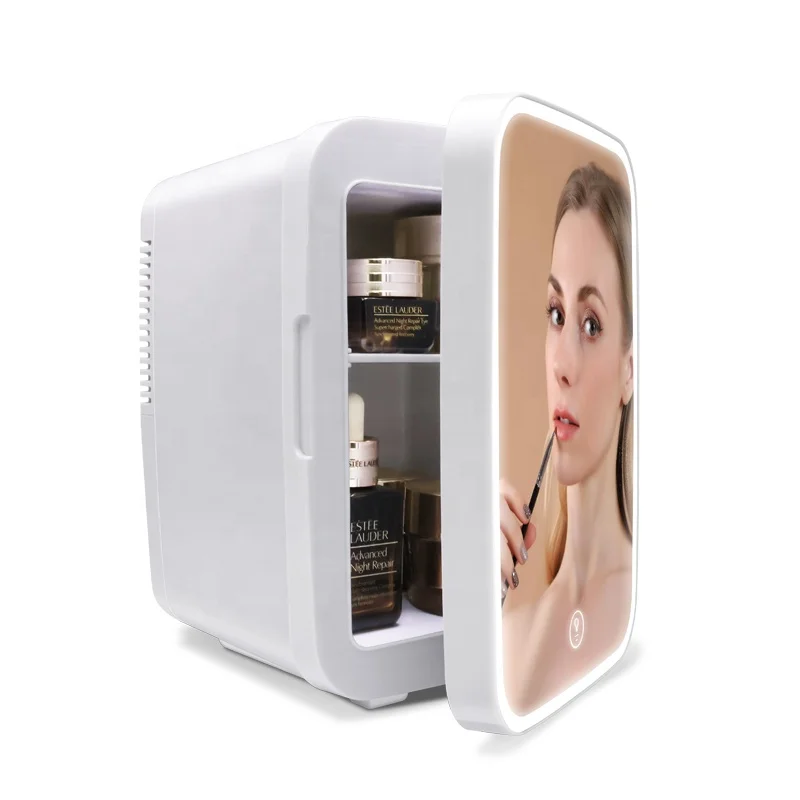 Portable Desktop 4 Liter Cosmetic Mini Fridge Skincare Make Up Mirror Compact Refrigerator with LED Lights