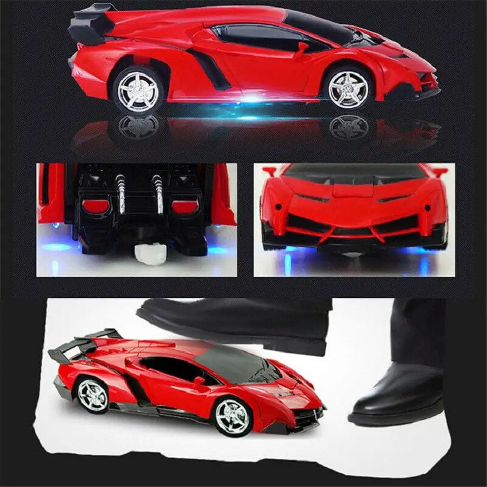 ワンボタン変形2-in-1リモコンカーおもちゃ - 自動ダイキャストロボットモデル、男の子への理想的なギフト