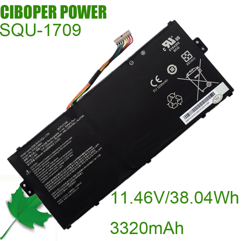 CP ของแท้แบตเตอรี่แล็ปท็อป SQU-1709 11.46V/38.04Wh/3320MAh สำหรับ916Q2286H 3ICP5/57/81 Series