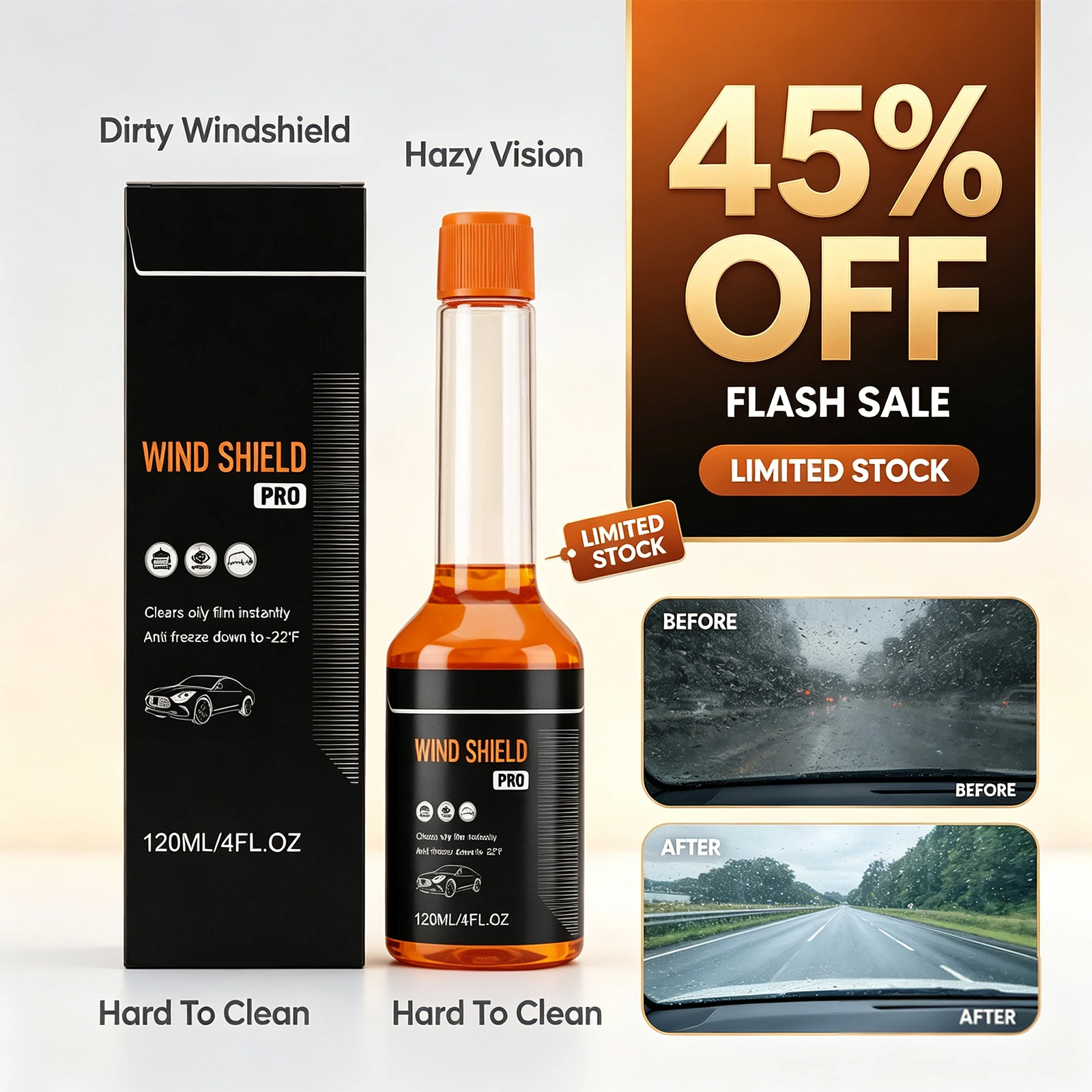 Windshield Cleaner Fluid Glass Cleaner For Car Streak Free Clear Vision Daily Maintenance Deicer