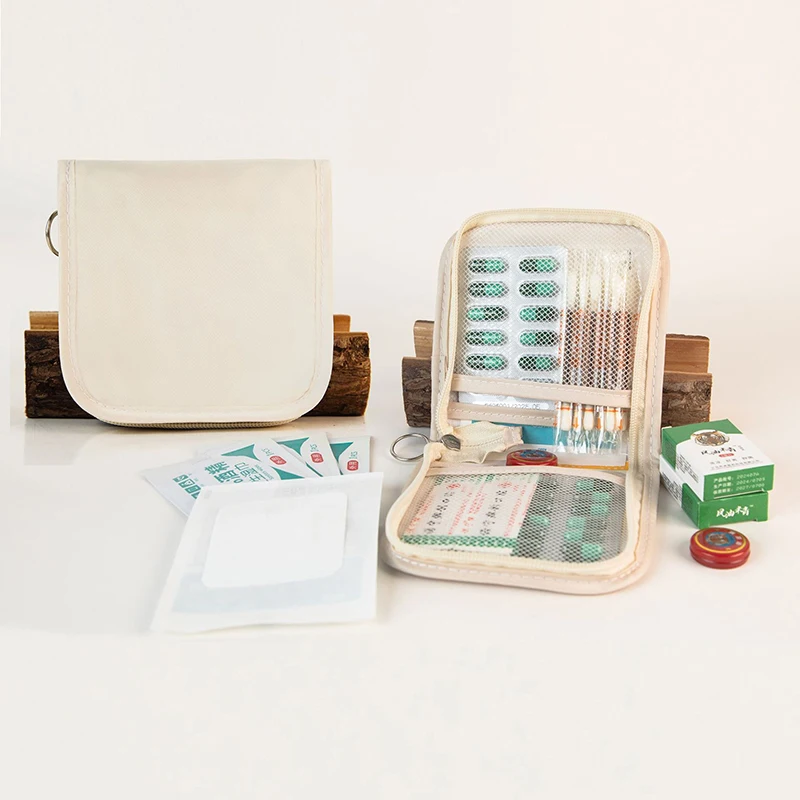 1pc Mini Medical Pouch Portable Foldable Large Opening With Zip Sort First Aid Kit Outdoor Travel Essential Storage Bag