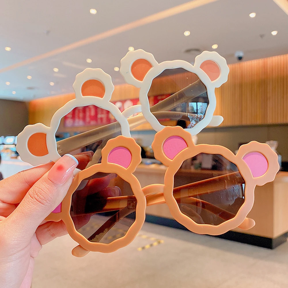 Children\'s Cute Sunglasses Cartoon Bear Ears Sunscreen Sunglasses Girl Fashion Personality Kids Sunglasses Birthdays Gifts