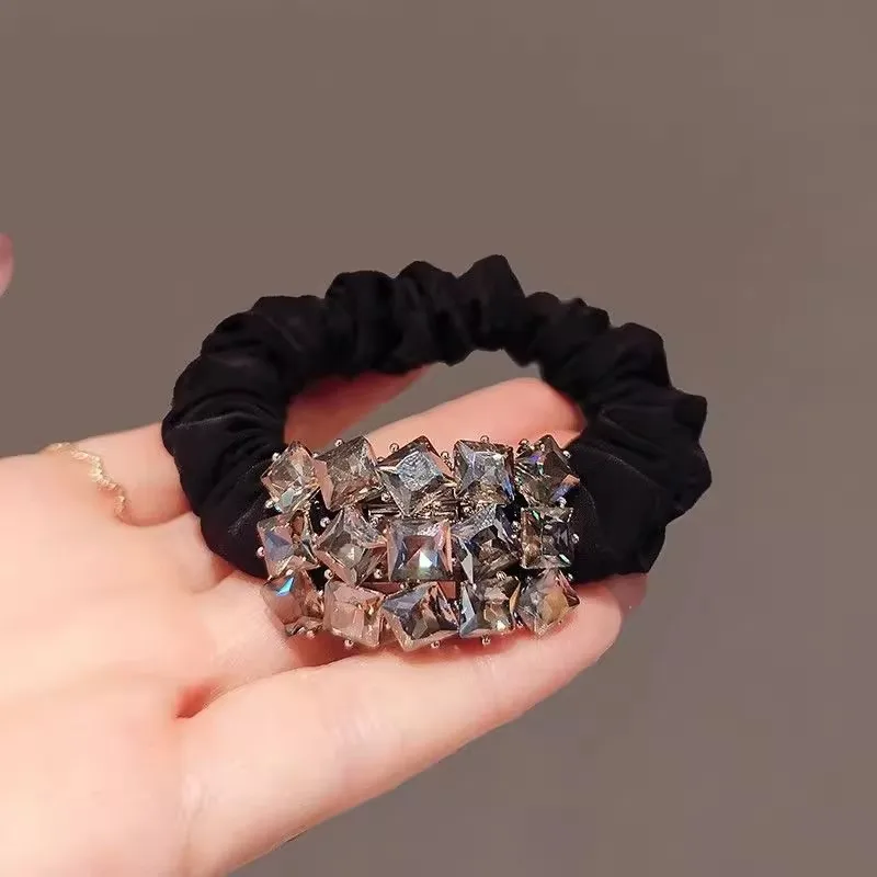 

Crystal Hair Tie Fairy Scrunchie Soft High Elasticity for Ponytail Women Spring Summer Elegant Durable Non Slip Purple