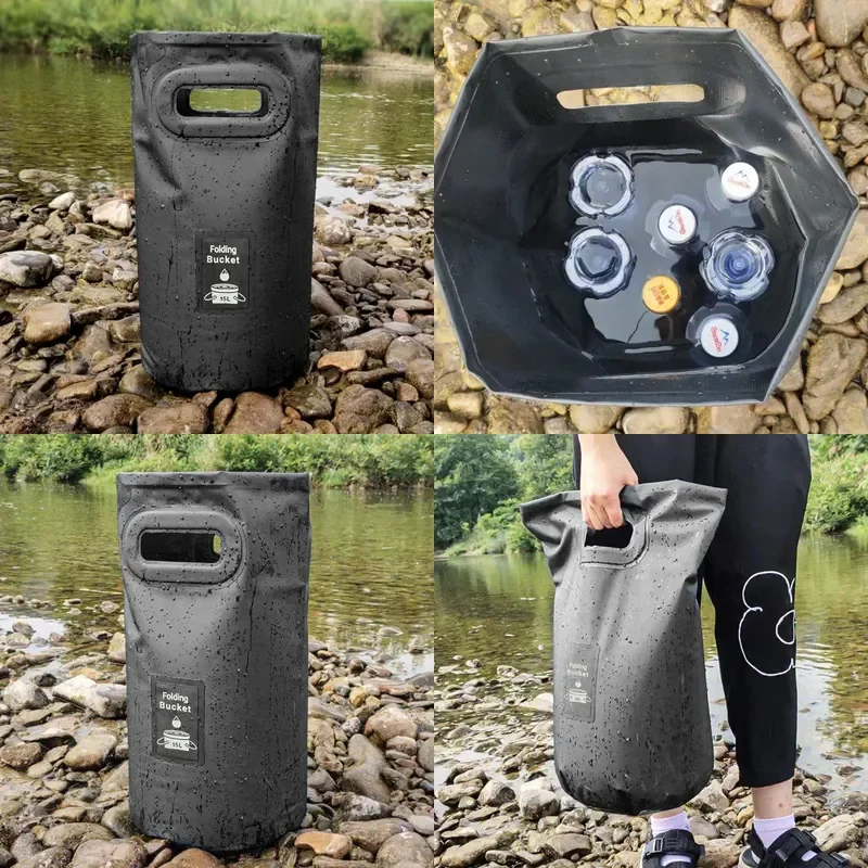 Folding Bucket for Outdoor Camping Picnic Fishing Travel Playing and Foot Soaking Multifunctional Convenient Portable Bucket