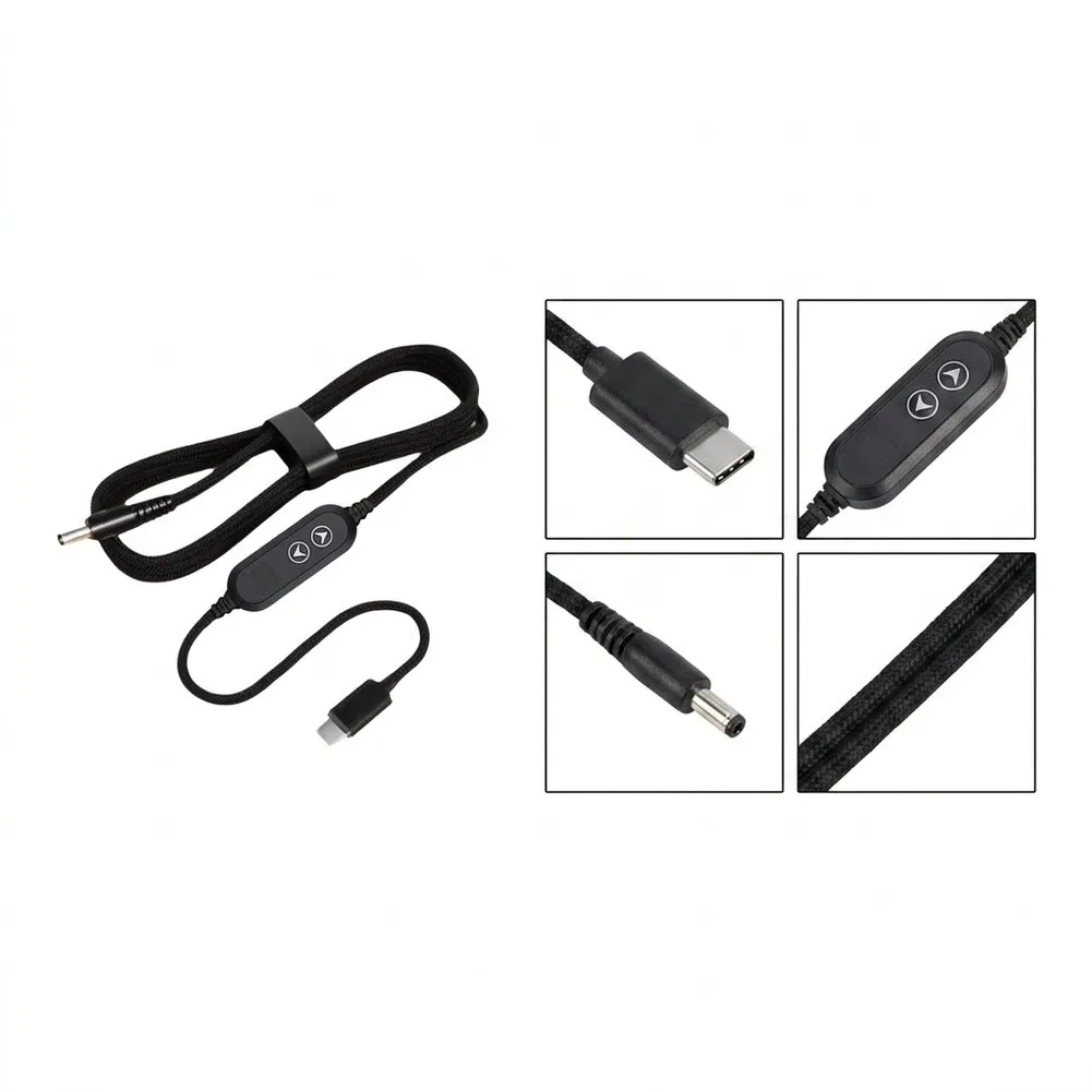 100W For Type-C to DC Adapter Cable 5A for Max Adjustable Voltage 5-20V for routers Laptops Power Banks 1.2m Black