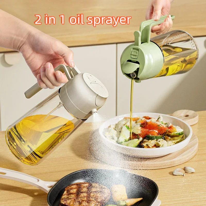 

2in1 470ml Glass Oil Spray Bottle Camping BBQ Cooking Multifunction Olive Oil Sprayer Oil Dispenser Oil Jar Cruet Kitchen Gadget