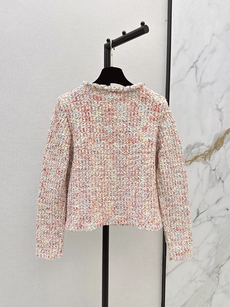 Autumn Winter Fashion Macaron Thick Yarn Knitting Casual Cardigan Women's O-Neck Long Sleeve Loose Covered Button Sweaters