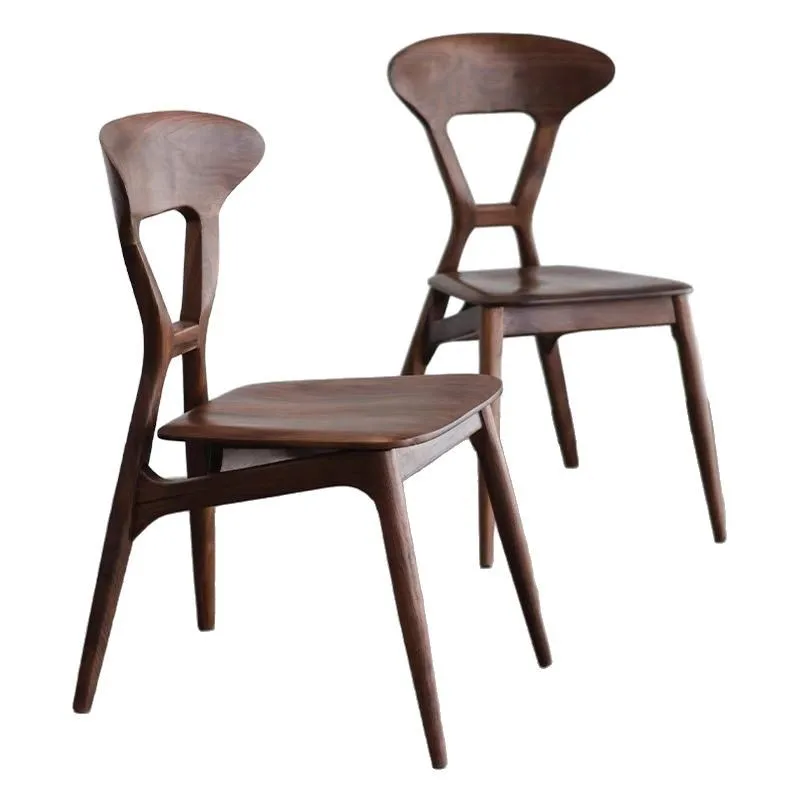 

Nordic dining chair household wide axe chair black walnut log desk stool