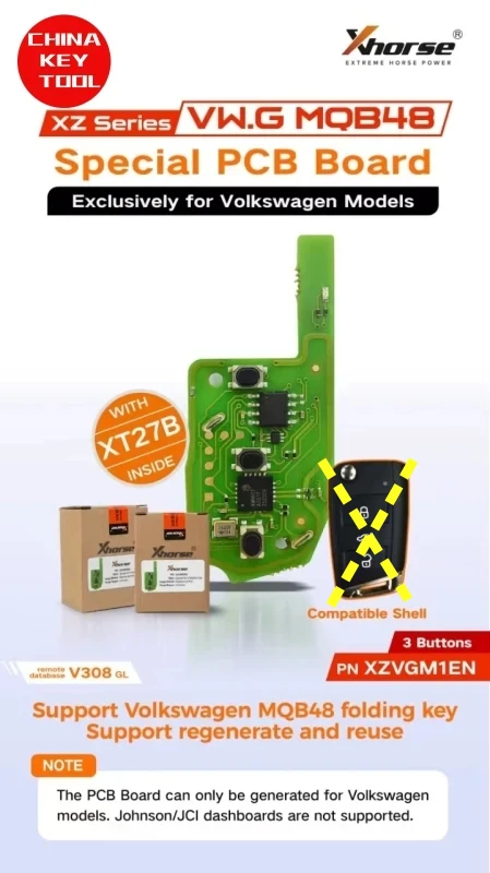 1PCS Xhorse XZVGM1EN XZ Series VW.G MQB48 Special PCB Board Exclusively For Volkswagen Models With XT27 Do Not Include Key Shell