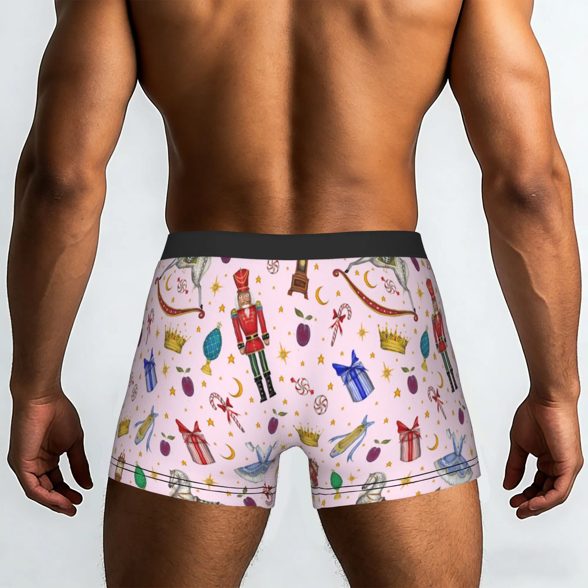 Custom Funny Nutcracker Pattern In Candy Pink Boxers Shorts Panties Men's Underpants Breathable  Briefs Underwear
