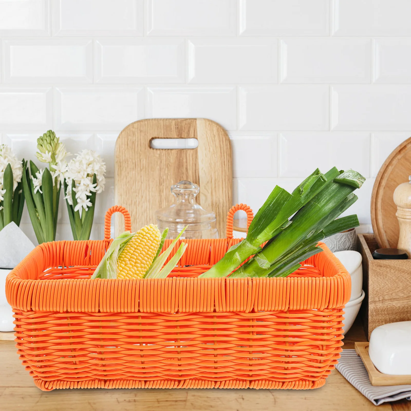

Garlic Ginger Storage Basket Hanging Woven Basket Kitchen Fruit Vegetable Holder Wall Storage Organizer Woven Wall Baskets