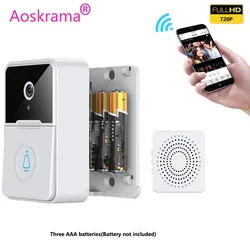 Aoskrama X3 Pro timbre inalámbrico inteligente con batería seca, cámara HD de seguridad, visión nocturna, intercomunicador de Video para Monitor de casa, timbre de puerta