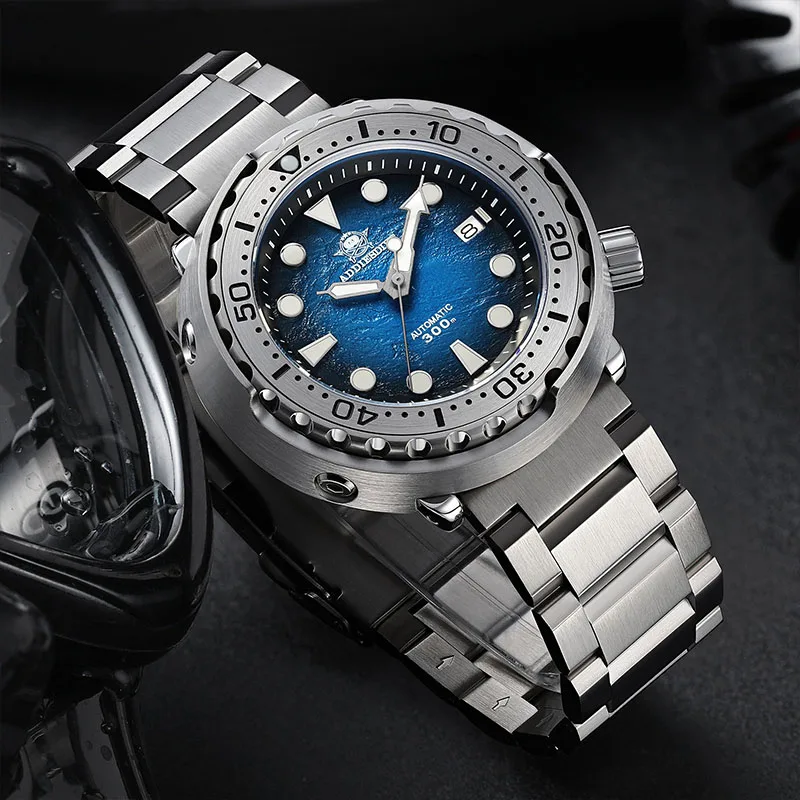 

ADDIESDIVE 300M Diver Watch AD2509 NH35A Automatic Sapphire Glass Luminous BGW9 Pink Blue Stainless Steel Unidirectional Bezel